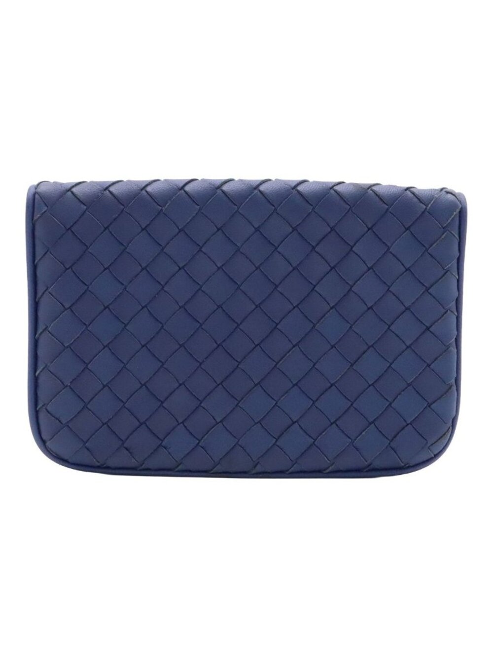 Bottega Veneta Intrecciato Wallet Bifold Leather Navy Blue